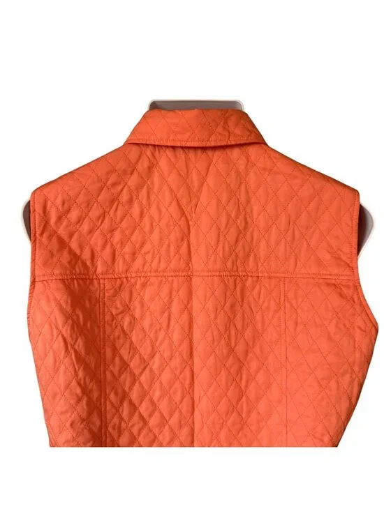 Womens I.C.Y. Quilted Vest XL Creamsicle Orange With Pockets Lightweight Layer - Picture 10 of 15